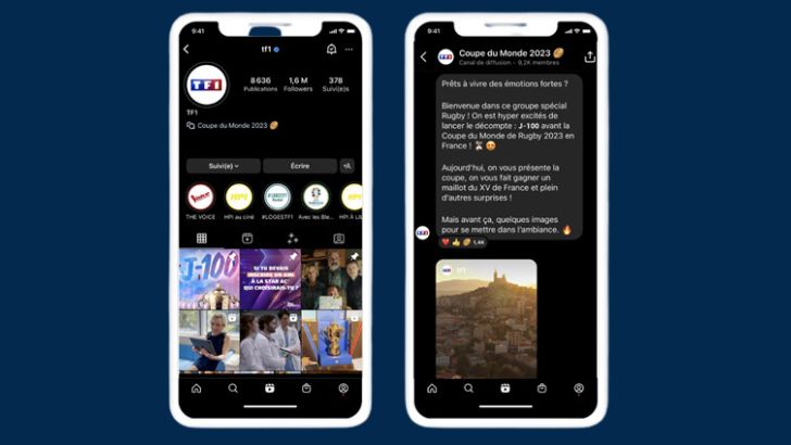 Coupe du monde de rugby : TF1 et Meta nouent un partenariat pour lancer la fonctionnalité Instagram broadcast channel en France