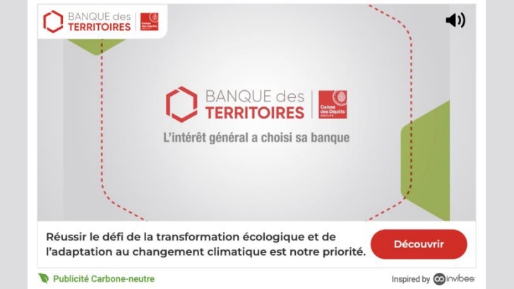 Invibes teste son label Publicité Carbone Neutre avec la Banque des Territoires