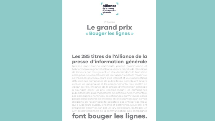 L’Alliance de la presse d’information générale lance un Prix sur la thématique environnementale