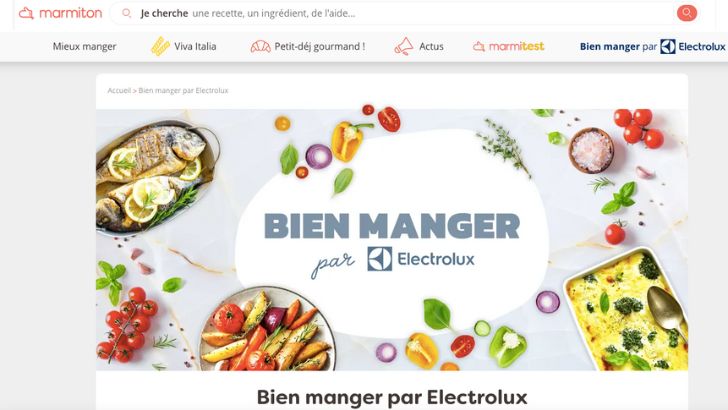 Electrolux et Boulanger partenaires autour de la rubrique Bien Manger de Marmiton