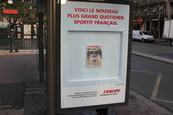 Adcity by Havas fait découvrir aux Parisiens le nouveau format de L’Equipe dans un dispositif OOH en abribus avec JCDecaux Innovate et DDB Paris