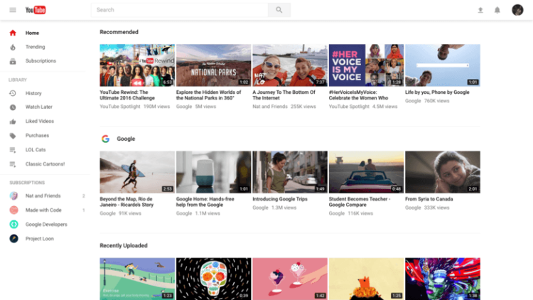 Une nouvelle interface pour YouTube