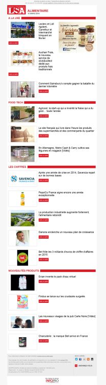 LSA lance une newsletter hebdomadaire dédiée à l’alimentaire