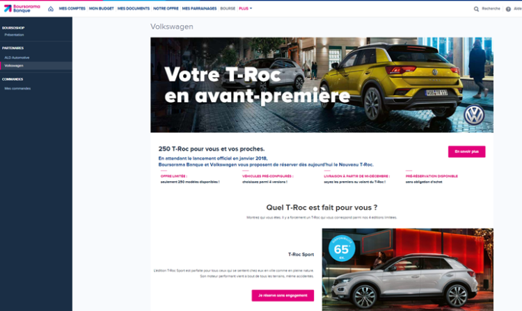 Boursorama ouvre sa base clients à Volkswagen pour le lancement de la T-Roc avec Re-Mind PHD