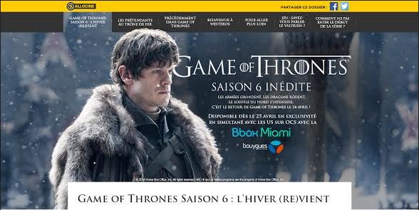 Bouygues Telecom plonge les internautes d’Allociné dans l’univers de Game Of Thrones avec Webedia Brand Solutions et Performics