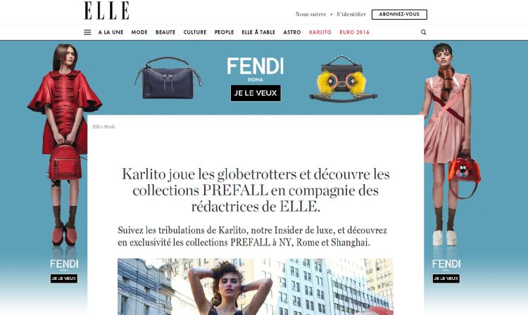 Lagardère Global Advertising déploie une campagne de Native Advertising digitale dans ELLE pour Fendi dans 10 pays