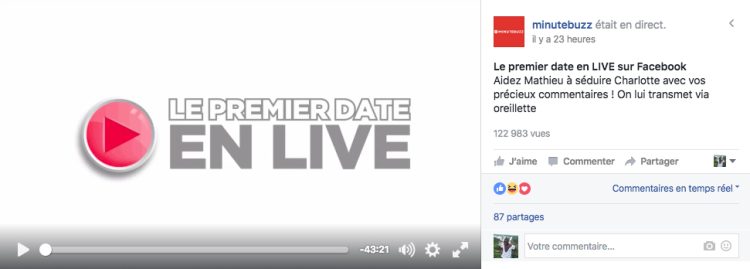 MinuteBuzz et Playgum Vivelle DOP réalisent un rencard en live sur Facebook