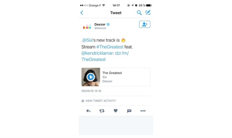 Twitter va intégrer des contenus musicaux issus de Deezer sur son fil d’actualité