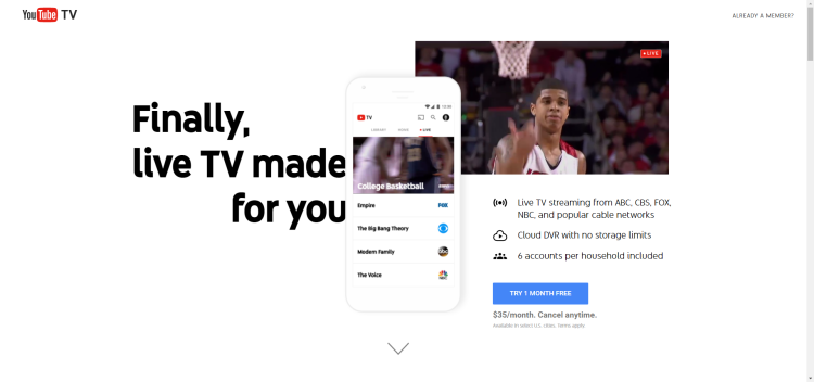 Lancement officiel de YouTube TV aux Etats-Unis