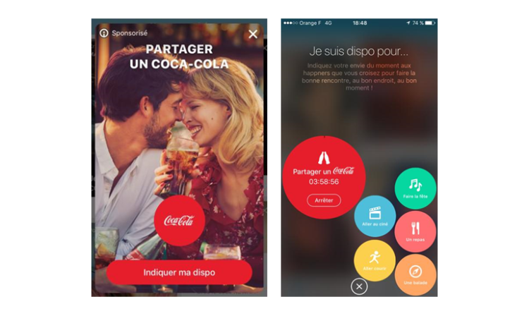 Les utilisateurs de Happn invités à partager un Coca-Cola avec leur «crush», dans une opération conçue par Starcom