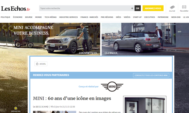 Team Media développe des contenus dédiés en print et digital autour de la marque Les Echos pour Mini