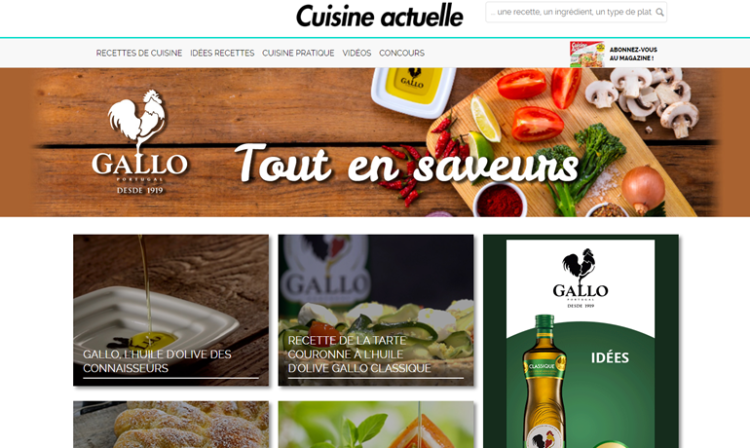 L’huile d’olive Gallo mise en scène dans Cuisine Actuelle avec Prisma Media Solutions