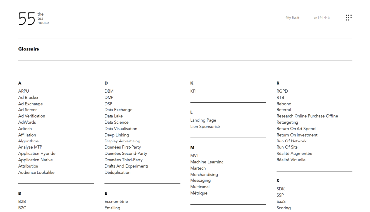 120 définitions de mots du data marketing mises en ligne par Fifty-five