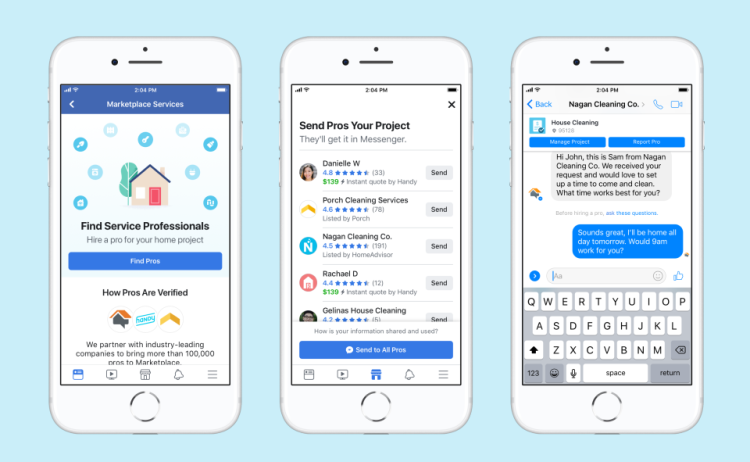 Facebook ouvre Marketplace aux professionnels du service à domicile aux USA