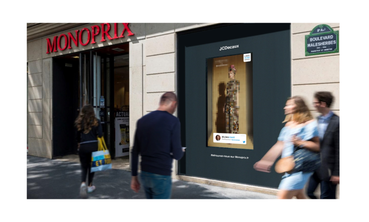 Campagne DOOH sociale sur les écrans JCDecaux installés dans les Monoprix au bénéfice de l’enseigne