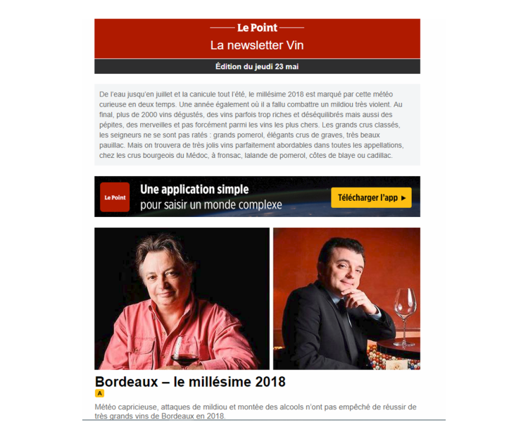 Le Point lance une newsletter hebdomadaire dédiée au vin