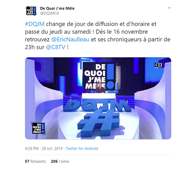 C8 programme «De quoi j’me mêle ?» le samedi soir