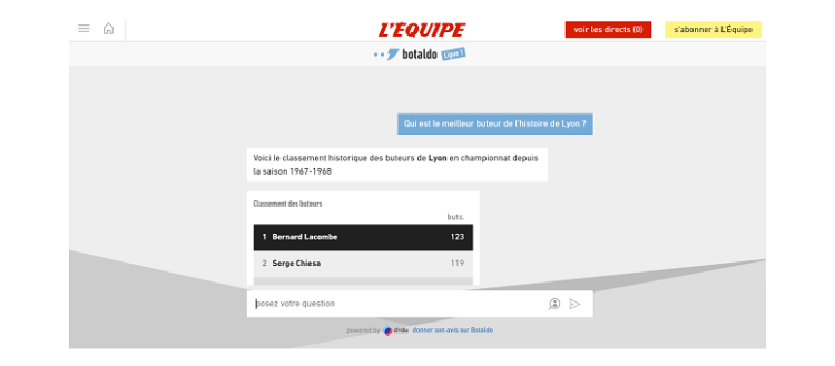 L’Équipe et dydu dévoilent Botaldo, un chatbot conversationnel autour de la Ligue 1 de football