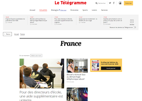 Le Télégramme met en ligne son nouveau site