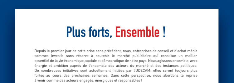 Udecam : nouveau conseil d’administration et publication du manifeste : «Plus Forts, Ensemble !» dans un contexte où plus de 2Md€ de perte sont estimés pour le marché