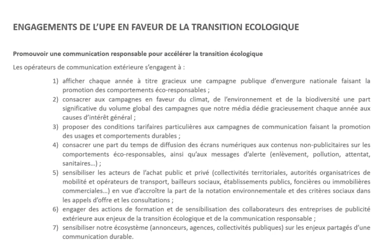 Les engagements concrets de la Publicité Extérieure en faveur de la transition écologique