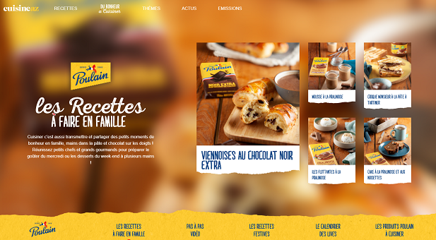 M6 Publicité et KR Wavemaker mettent en valeur le chocolat à cuisiner de Poulain sur CuisineAZ avec un dispositif multi-contenus