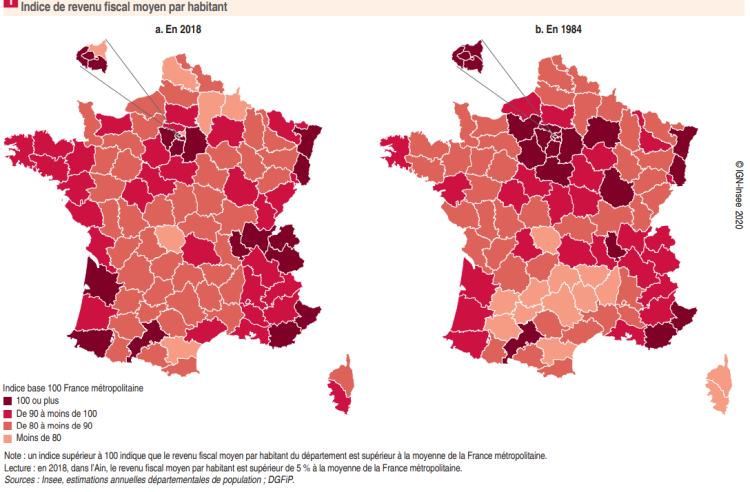 Les départements avec les plus hauts revenus décrits par l’Insee